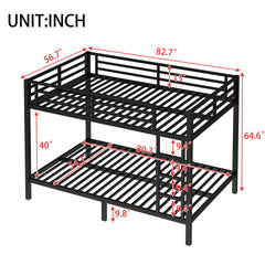 Metal Full XL over Full XL Bunk Bed for Teens and Adults,Space-Saving/Noise Reduced/No Box Spring Needed, Black