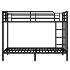 Metal Full XL over Full XL Bunk Bed for Teens and Adults,Space-Saving/Noise Reduced/No Box Spring Needed, Black