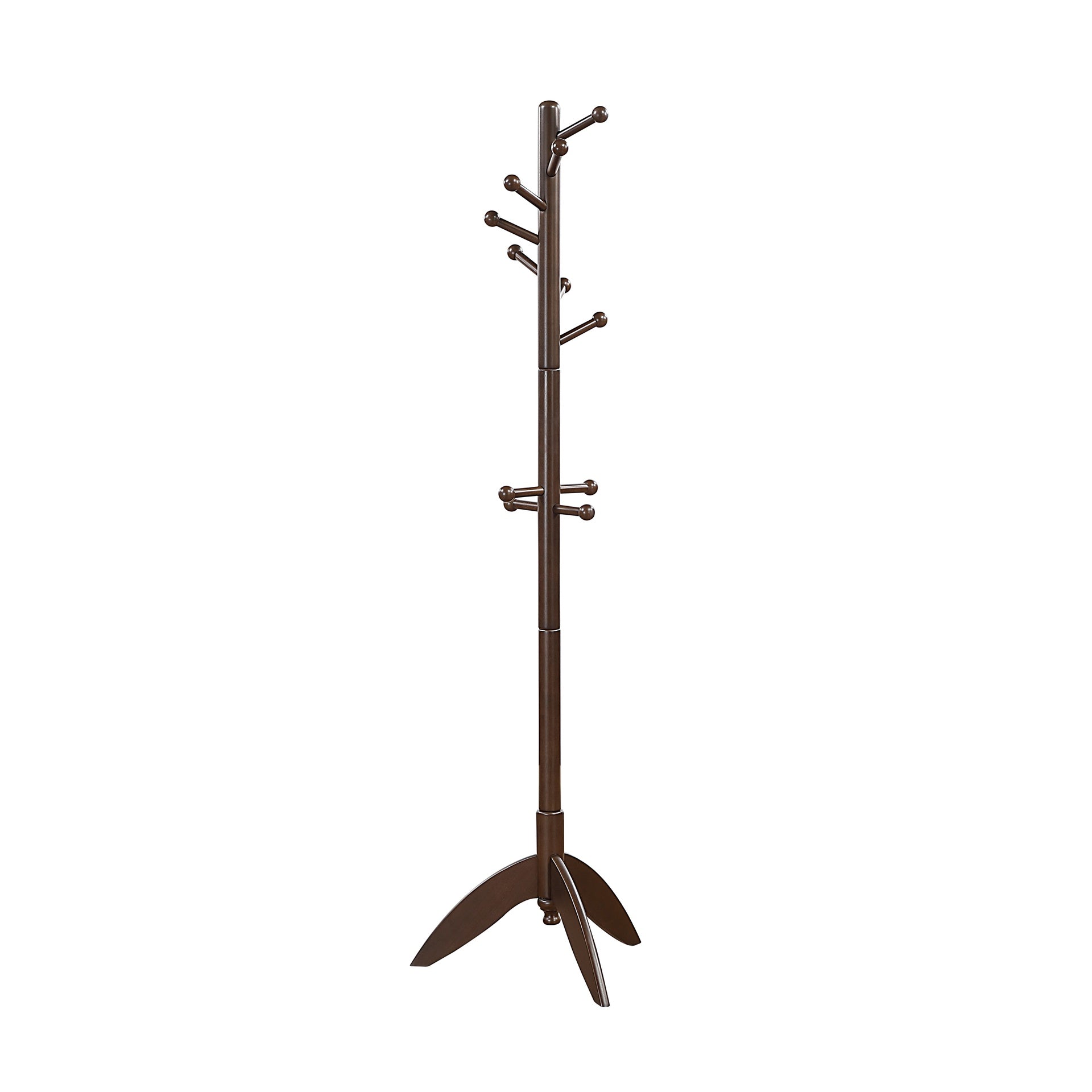 Dark Brown Finish Coat Rack Solid Wood, 11 Hooks Coat Hanger Stand Entryway Home Furniture 1pc