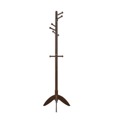 Dark Brown Finish Coat Rack Solid Wood, 11 Hooks Coat Hanger Stand Entryway Home Furniture 1pc