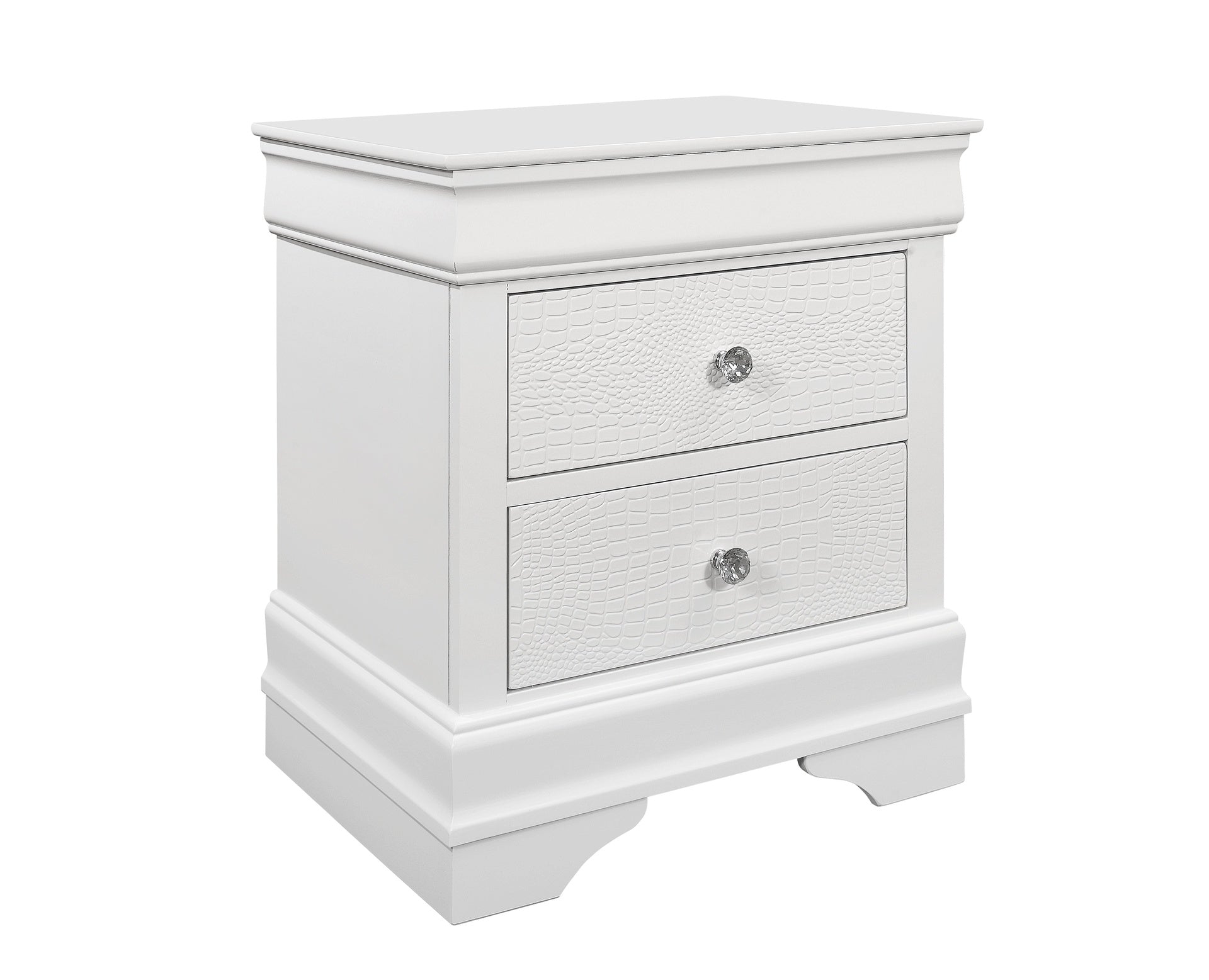 SHAKER CROCODILE METALLIC WHITE NIGHTSTAND