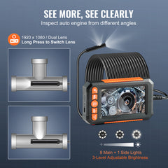 Endoscope Camera with Lights Dual Lens Borescope 49.2FT Cable 4.3" Screen