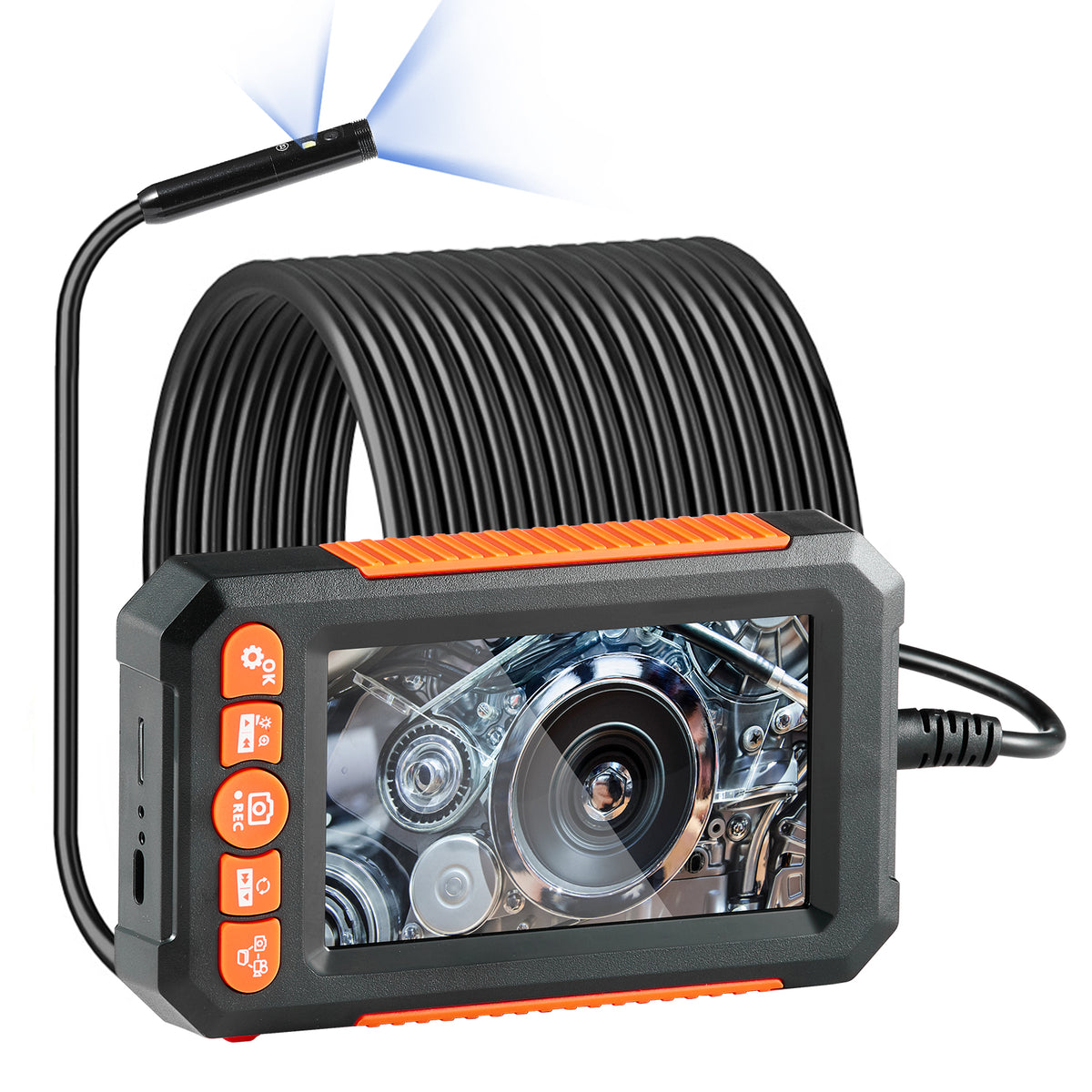 Endoscope Camera with Lights Dual Lens Borescope 49.2FT Cable 4.3" Screen