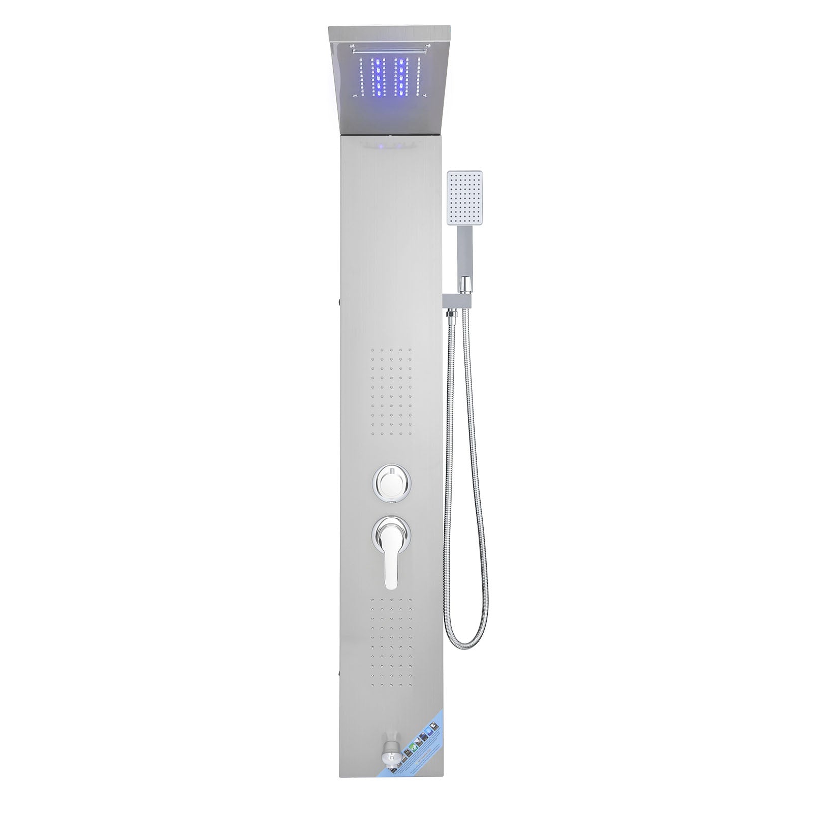 Shower Panel Tower System Stainless Steel Column Rainfall Waterfall Head 5 Modes