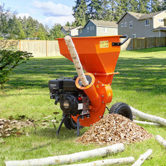 Wood Chipper Shredder Mulcher, 7HP Heavy Duty Gas Powered Engine, 3-inch Max Diameter 212cc 4.1 kW, 4-Stroke 3-in-1 Wood Chipper, Fast Chipping for Forestry and Gardens, EPA Certified