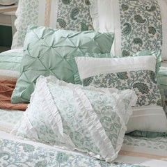 9 Piece Cotton Percale Comforter Set Aqua Cal King