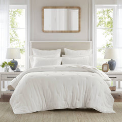 3-Piece Full/Queen Cotton Gauze  Embroidered Quilt Set,White