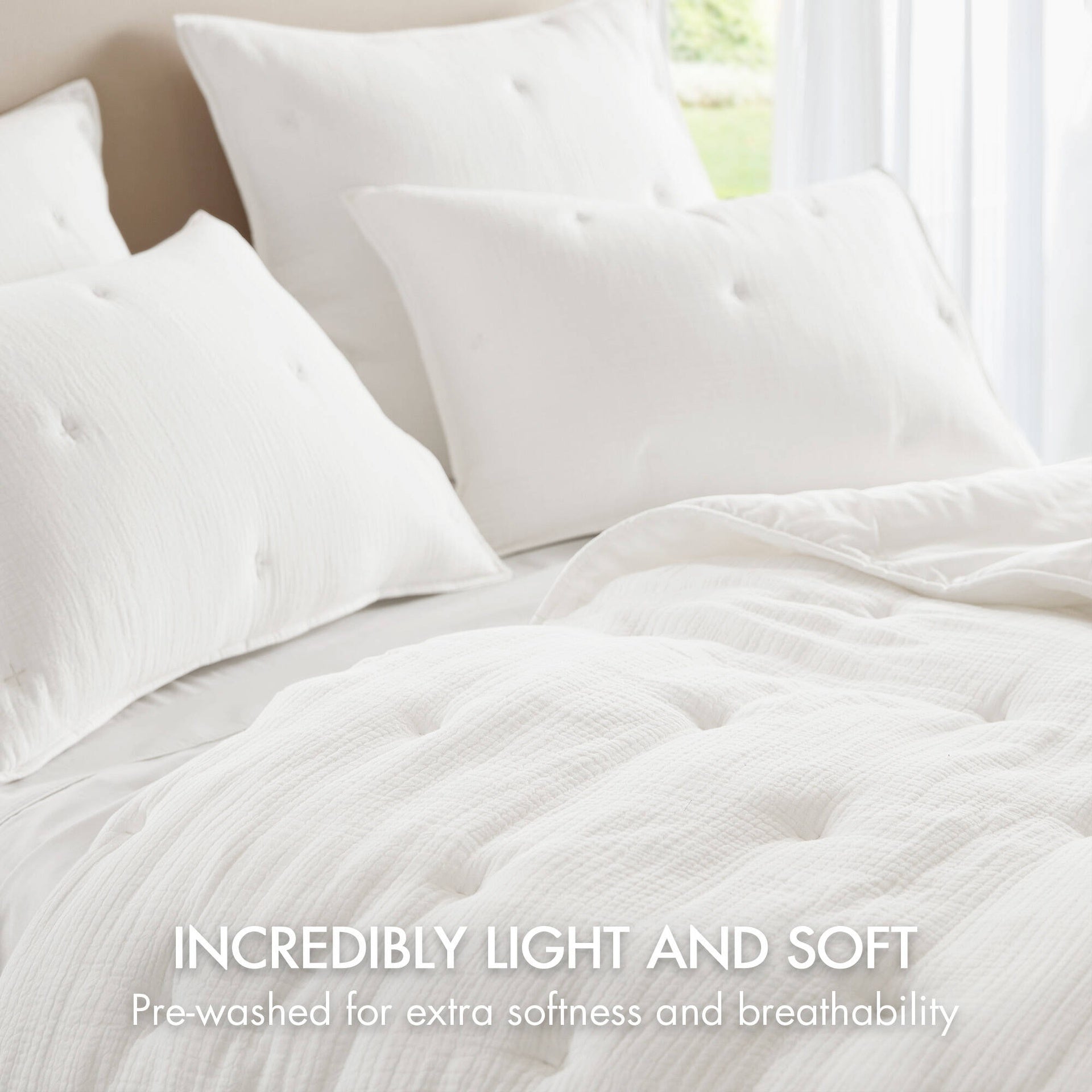 3-Piece Full/Queen Cotton Gauze  Embroidered Quilt Set,White