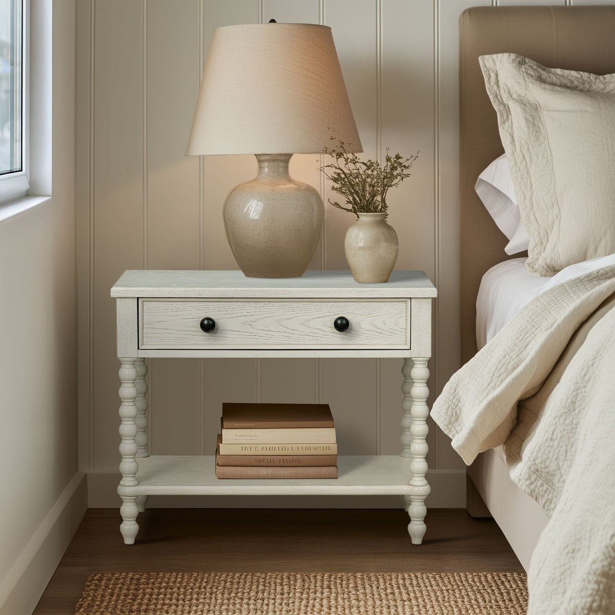 Beckett Large Nightstand, Antique Cream