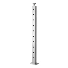 Cable Railing Post, 36x1x2 Inch Level Deck Stair Posts, 1-Pack Stainless Steel Cable Handrail Post, Pre-Drilled Pickets with Mounting Bracket Stair Railing Kit, Silver