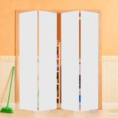 18Double Modern flat panel 24 in. x 84 in. Solid Core White Finished Vinyl bi-fold door With Hardware kit