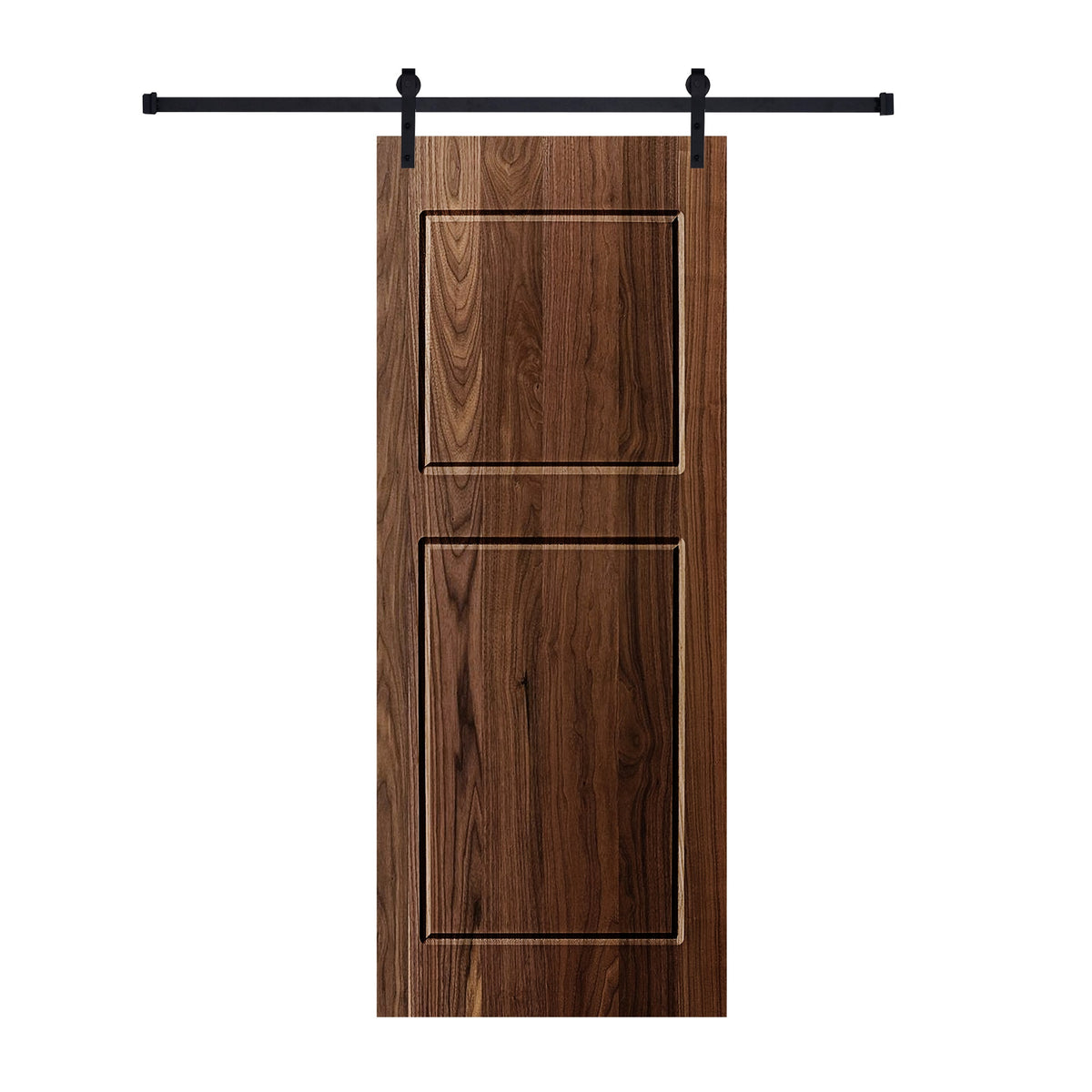 Modern 2-Panel 30 in. x 96 in. Wood Dark Walnut Barn Sliding Door With Hardware kit