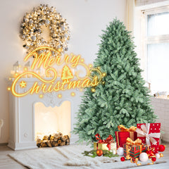 4FT Blue-Green Tint Christmas Tree with 592 PE+PVC Tips – Unique Full-Bodied Tree with Hinged Branches, Easy Assembly, Stable Metal Stand, Eye-Catching Holiday Decor