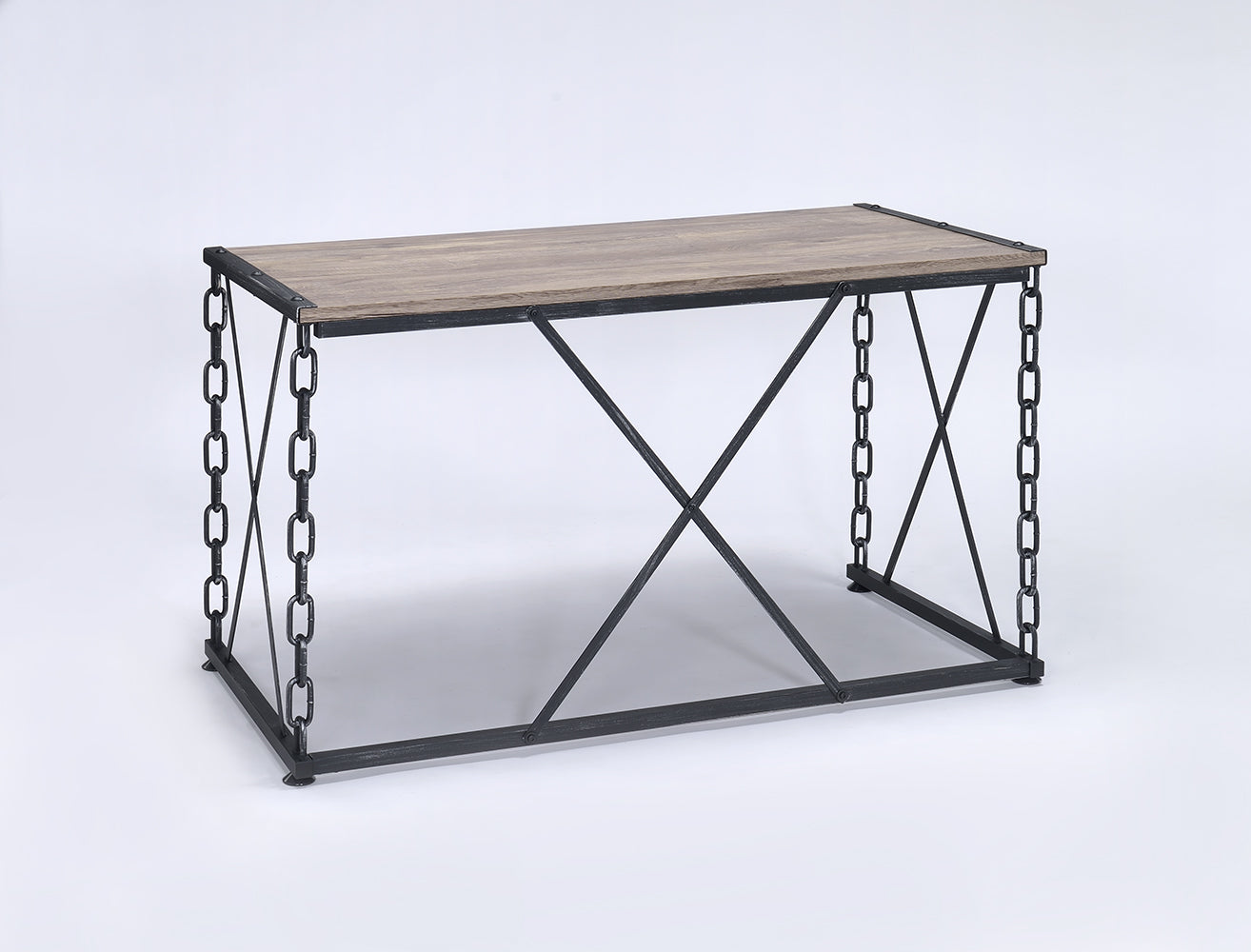 Jodie Rustic Oak & Antique Black Finish Writing Desk