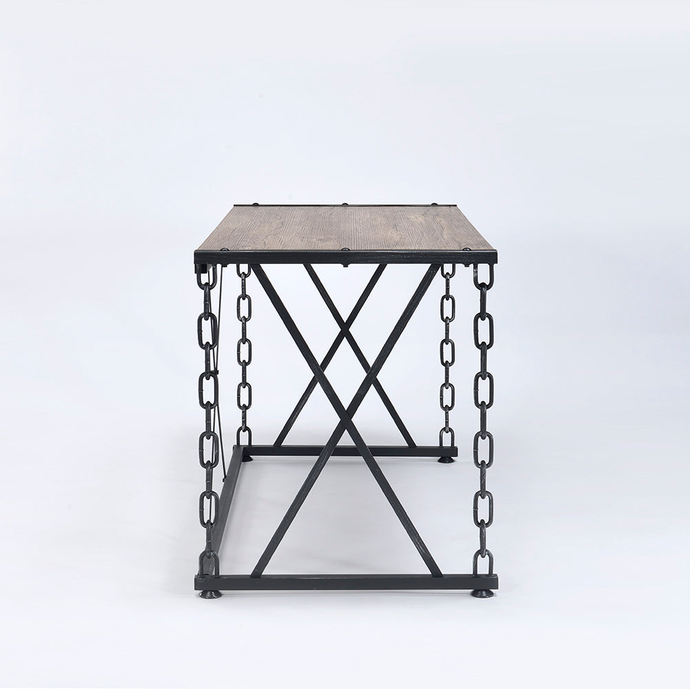 Jodie Rustic Oak & Antique Black Finish Writing Desk