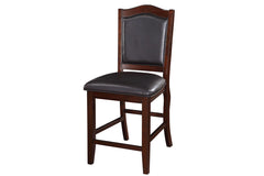 Dark Brown Wood Finish Set of 2 Counter Height Chairs Faux Leather Upholstery  Seat Back Kitchen Dining Room Chair