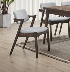 Mid-Century Modern Dining Chairs 2pcs Set Solid wood Fabric Upholstered Cushion Chair Walnut Rubberwood Unique Design