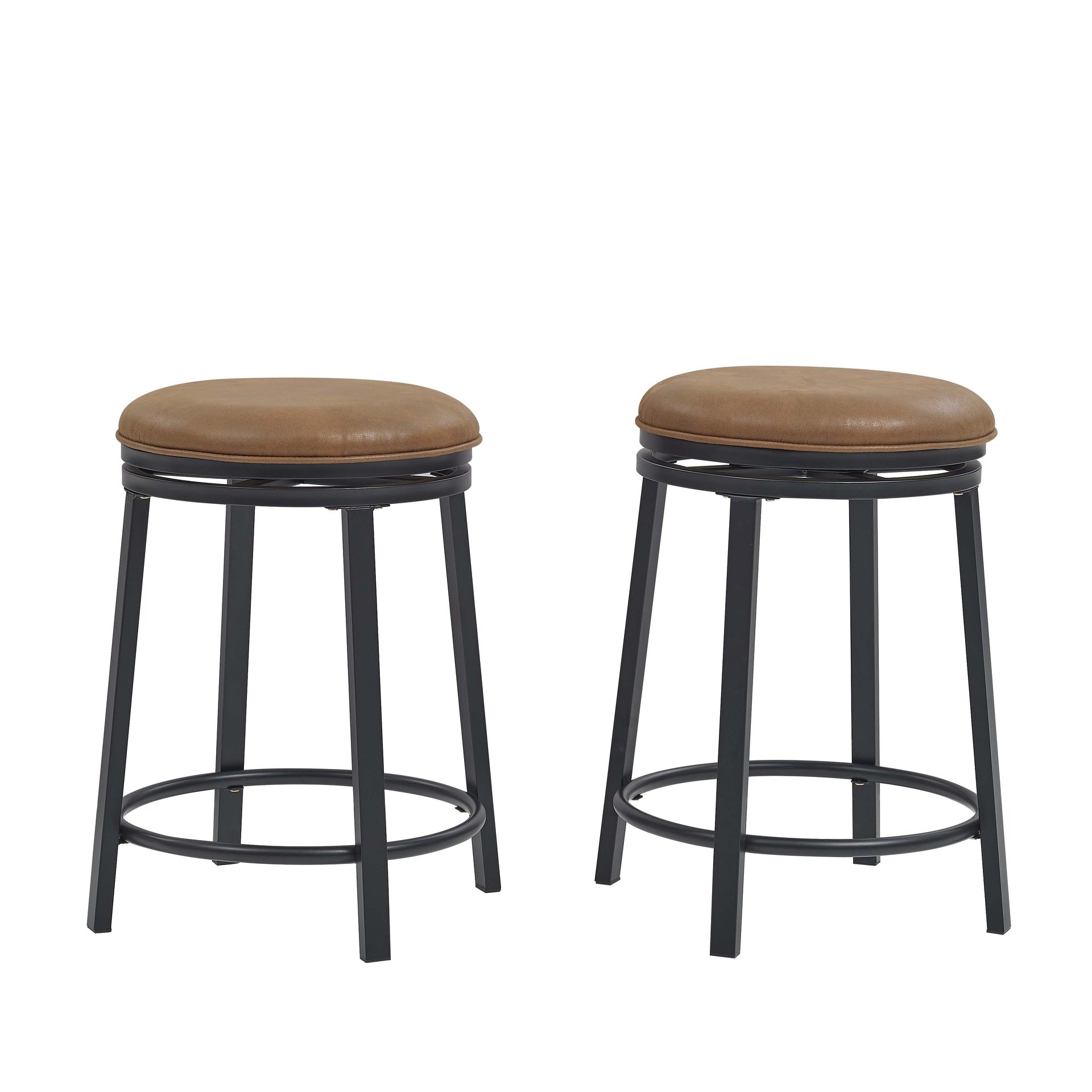 Set of 2 Swivel Stool with Metal Frame