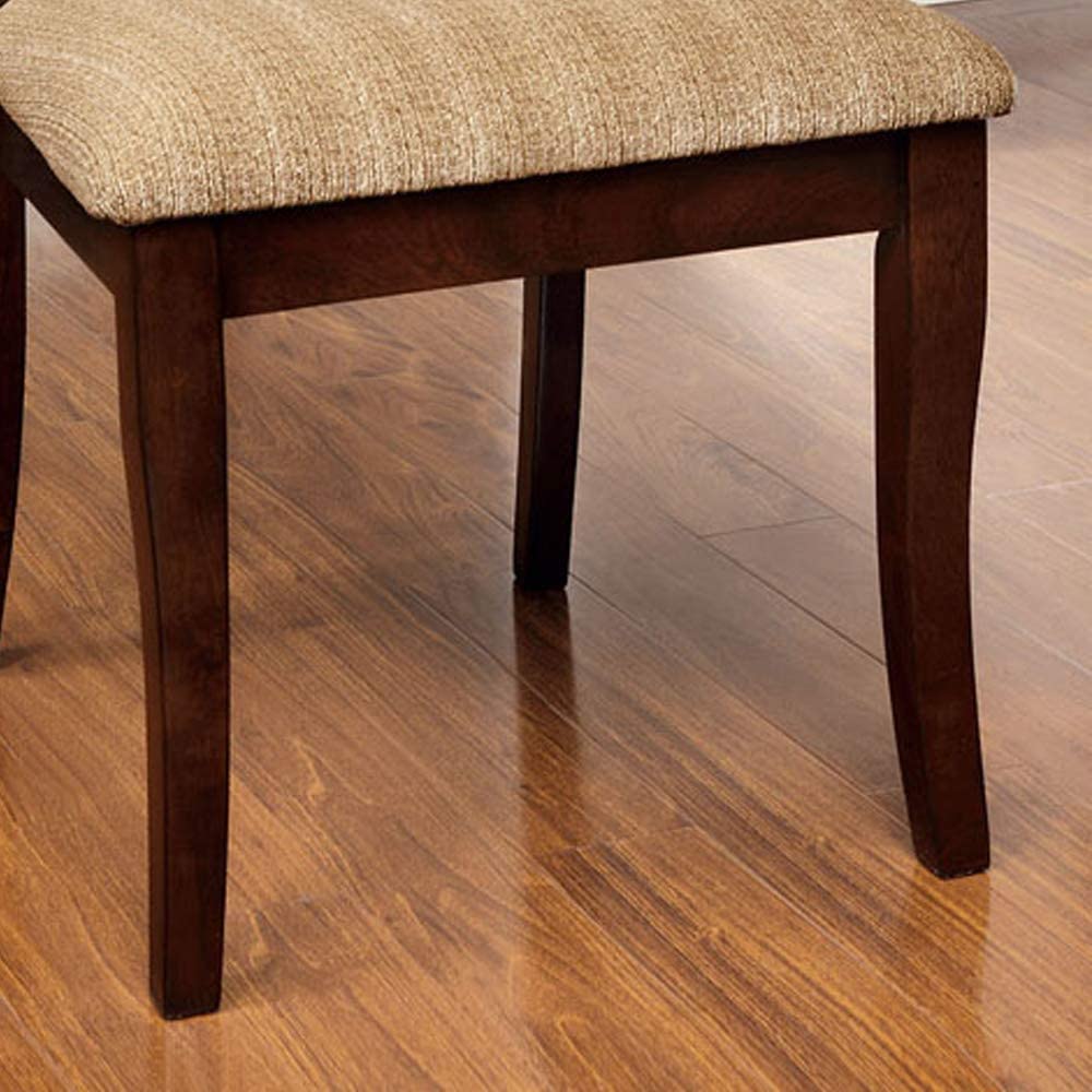 Brown Cherry Padded Fabric Chairs 2pc Side Chairs Traditional Look Dining Room Furniture Kitchen Beautiful Crafted Chairs