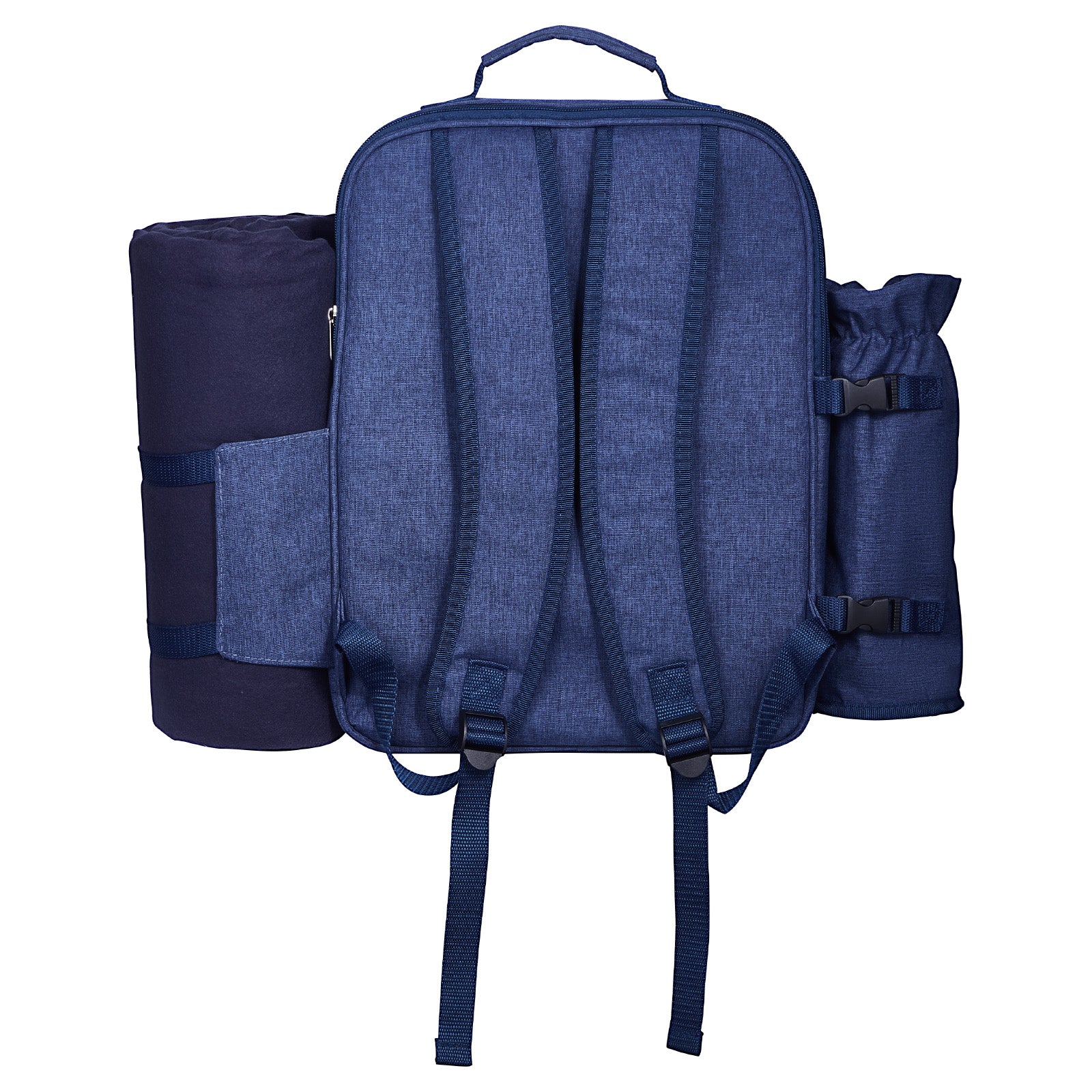 Beach Picnic Backpack Bag for 4 Person with Cooler Compartment Navy Blue