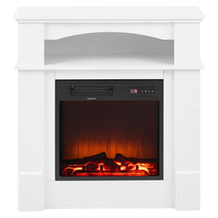 33 inch Freestanding Fireplaces, 1500W 5120BTU Fake Electric Fireplace Stove Heater with Mantel, Overheating Protection, Adjustable Flames,Timer, Remote, for Living Room,Bedroom,White