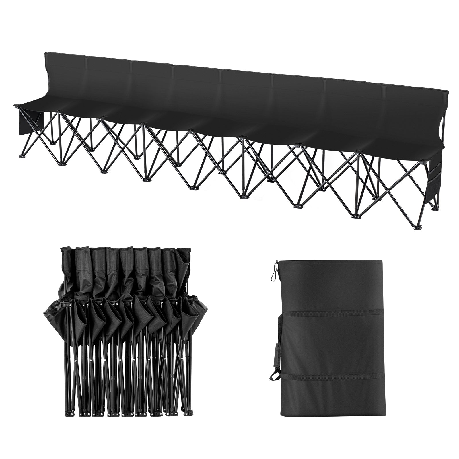 8 Seat Portable Folding Sport Bench Outdoor Camping Chair with Carry Bag