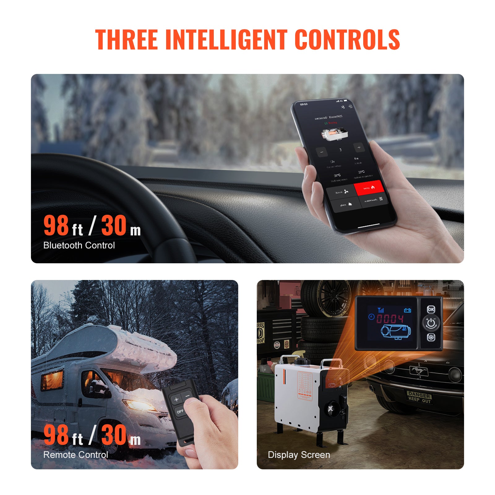 Diesel Air Heater 12V/24V 2KW Bluetooth APP Remote Control for Outdoors