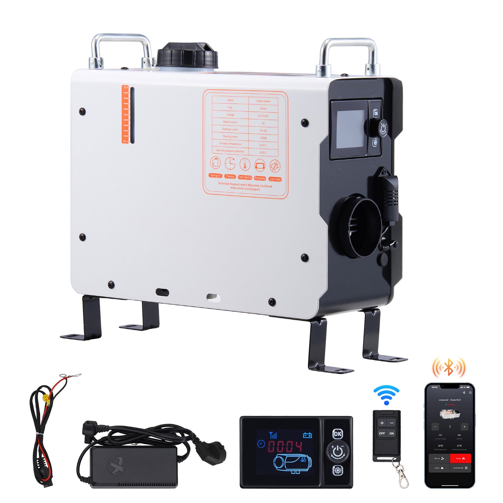 Diesel Air Heater 12V/24V 2KW Bluetooth APP Remote Control for Outdoors