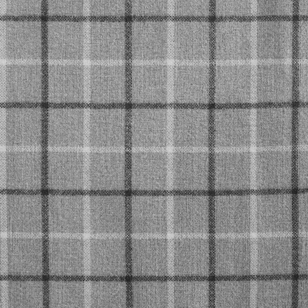 Plaid Rod Pocket and Back Tab Curtain Panel with Fleece Lining Grey 50x95"
