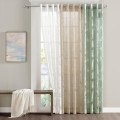 Palm Leaf Burnout Window Sheer Sage Green 50x95"