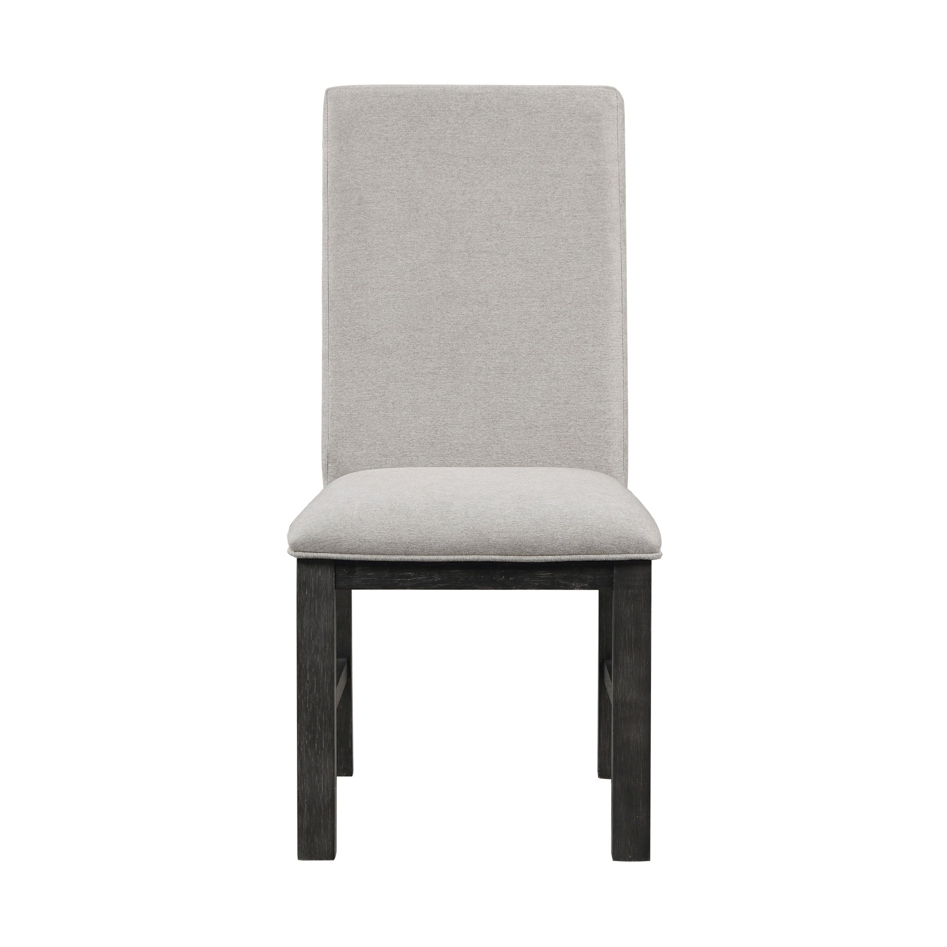 Dining Chairs Set of 2 Gray Upholstered Seat Stylish Back Antique Black Finish Wooden Frame Dining Kitchen Chairs Set