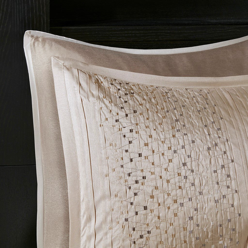 8 Piece Embroidered Comforter Set Natural King