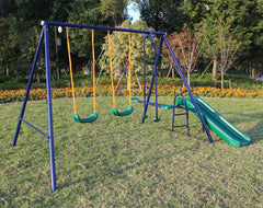 3 in 1 Swing Set With Belt Swing, Slide, Glider for Backyard