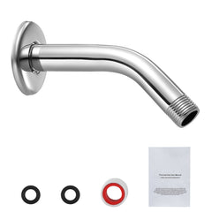 Shower Head Arm with Flange 6 Inches Wall Mounted Stainless Steel Chrome Finish