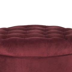 Velvet Upholstered Wooden Ottoman with Tufted Lift Off Lid Storage, Red