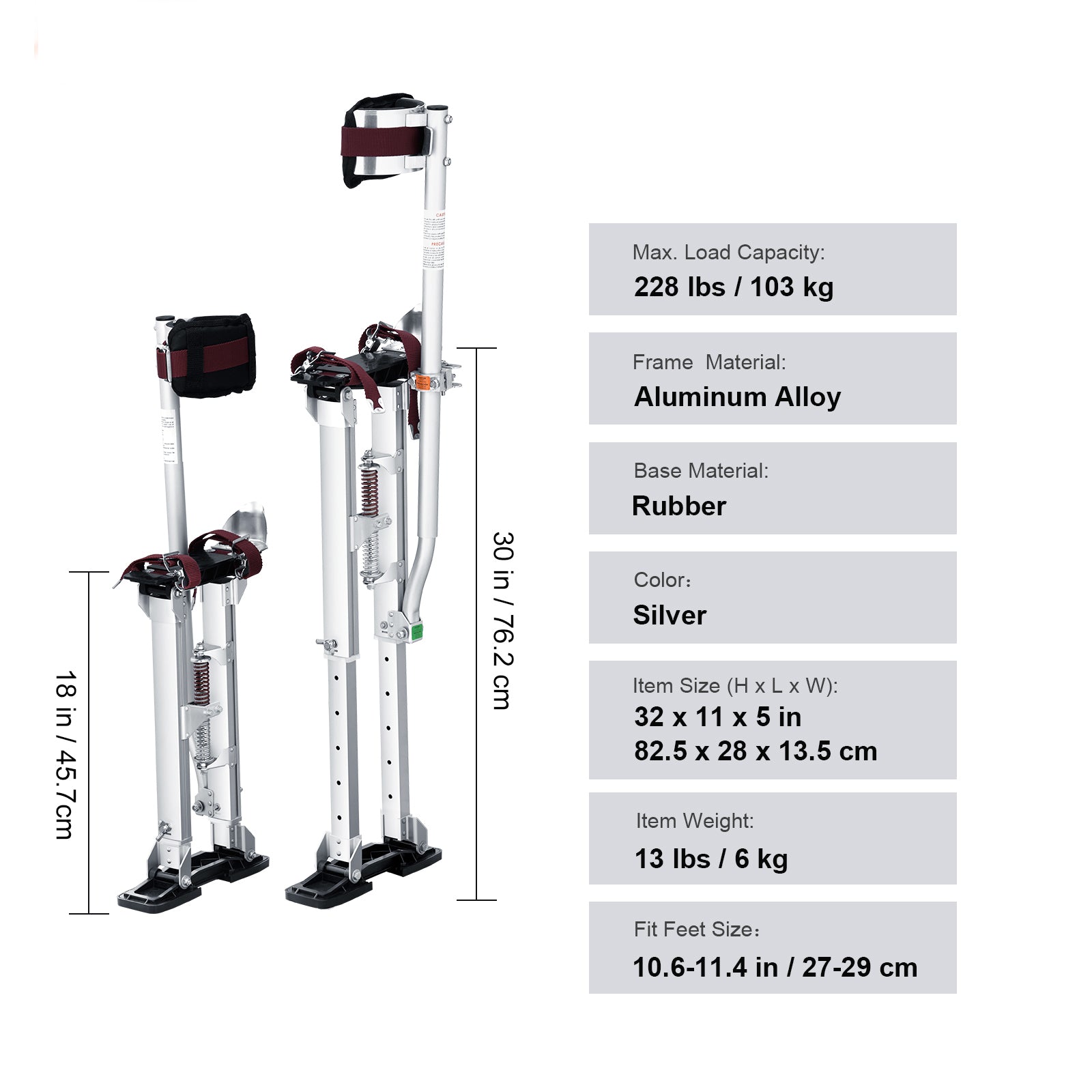 Drywall Stilts Aluminum Tool Stilts 18''-30'' Adjustable Painting Taping