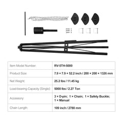 5th Wheel Tripod Stabilizer, 5000 LBS Load Capacity Tripod Fifth Wheel Stabilizer, 35"-57" Adjustable Height RV Gooseneck Stabilizer, Tripod Jack for Fifth-Wheel Trailers, RVs, and Campers