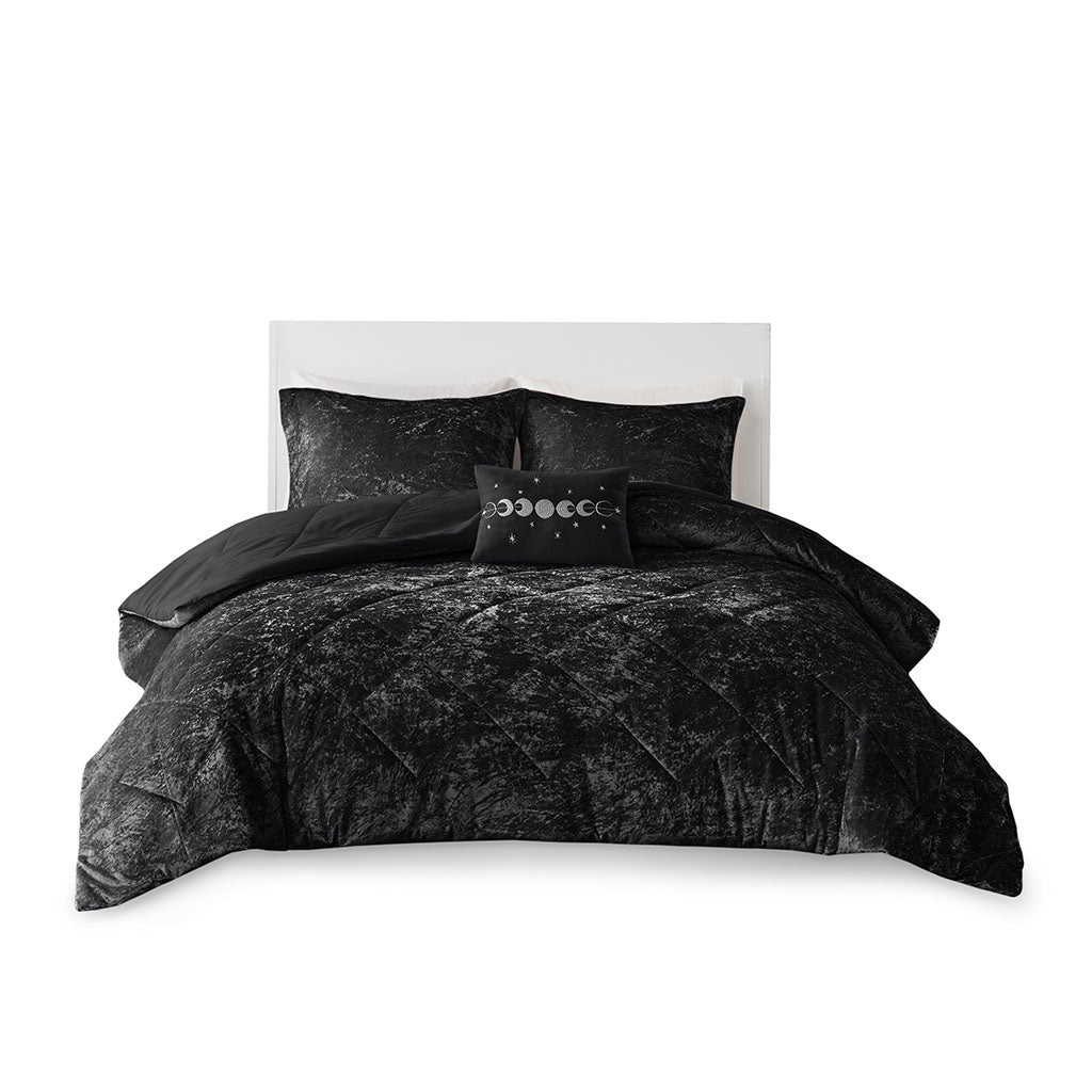 King/Cal King Velvet Comforter Set with Throw Pillow