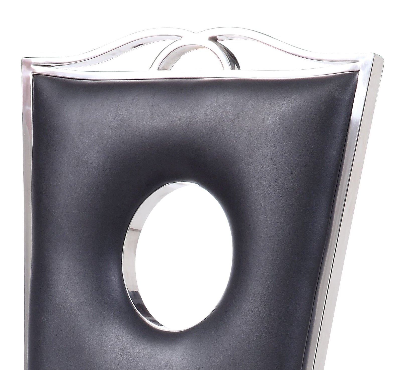 Cyrene Black Synthetic Leather & Stainless Steel Side Chair (Set of 2)