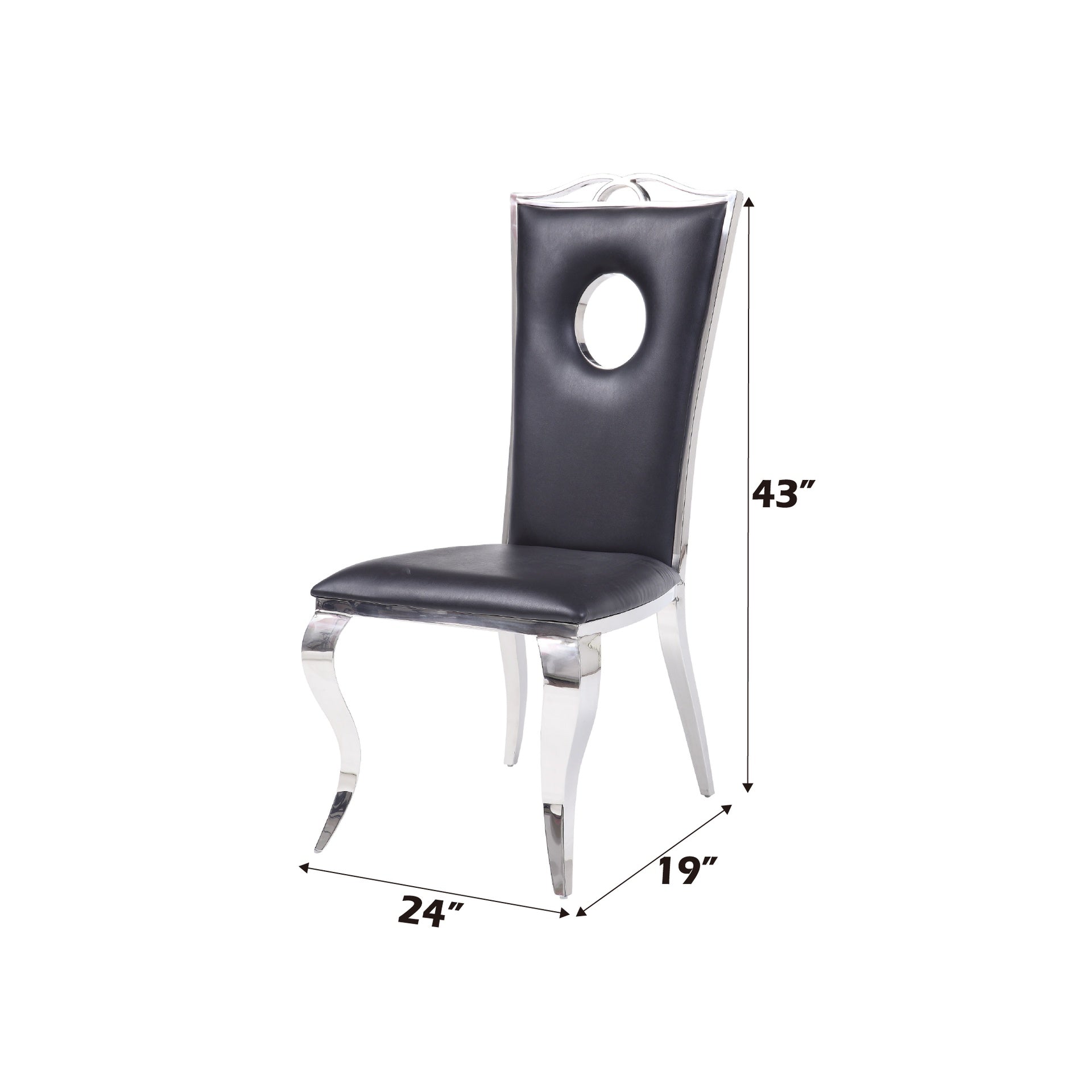 Cyrene Black Synthetic Leather & Stainless Steel Side Chair (Set of 2)