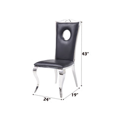 Cyrene Black Synthetic Leather & Stainless Steel Side Chair (Set of 2)