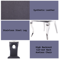 Cyrene Black Synthetic Leather & Stainless Steel Side Chair (Set of 2)