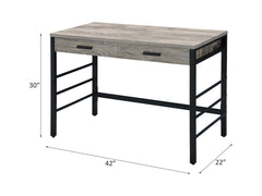 Disho  Light Weathered Oak & Black Finish Writing Desk W/USB