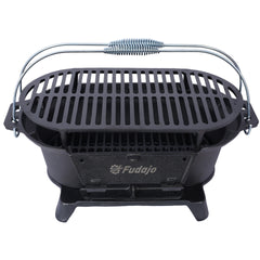 Oval Cast Iron Grill Outdoor, Portable Charcoal Grill and Tabletop Cast Iron Skillet - 100% Cast Iron, Durable, Small Charcoal Grill, Camping Stove, Hibachi Grill