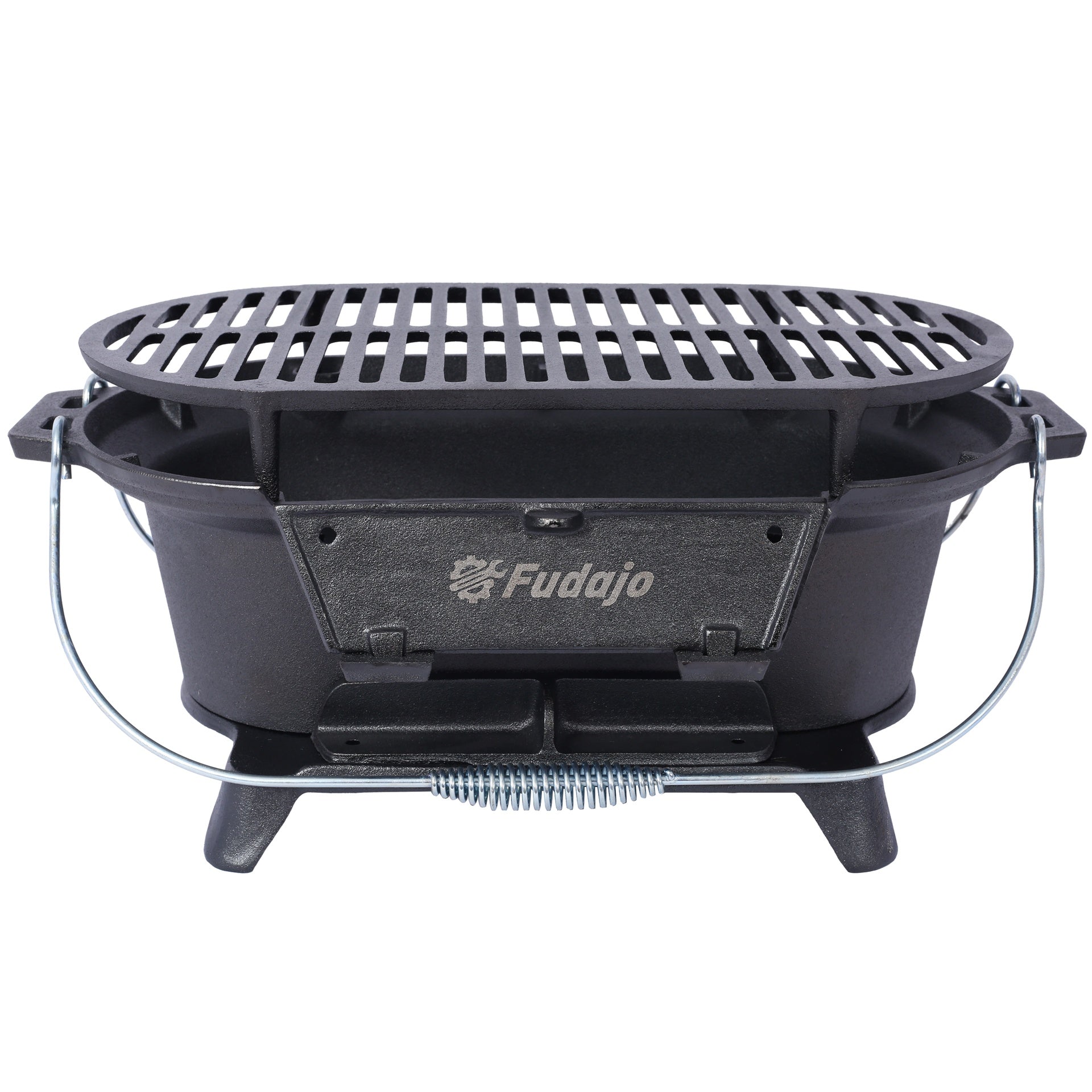 Oval Cast Iron Grill Outdoor, Portable Charcoal Grill and Tabletop Cast Iron Skillet - 100% Cast Iron, Durable, Small Charcoal Grill, Camping Stove, Hibachi Grill