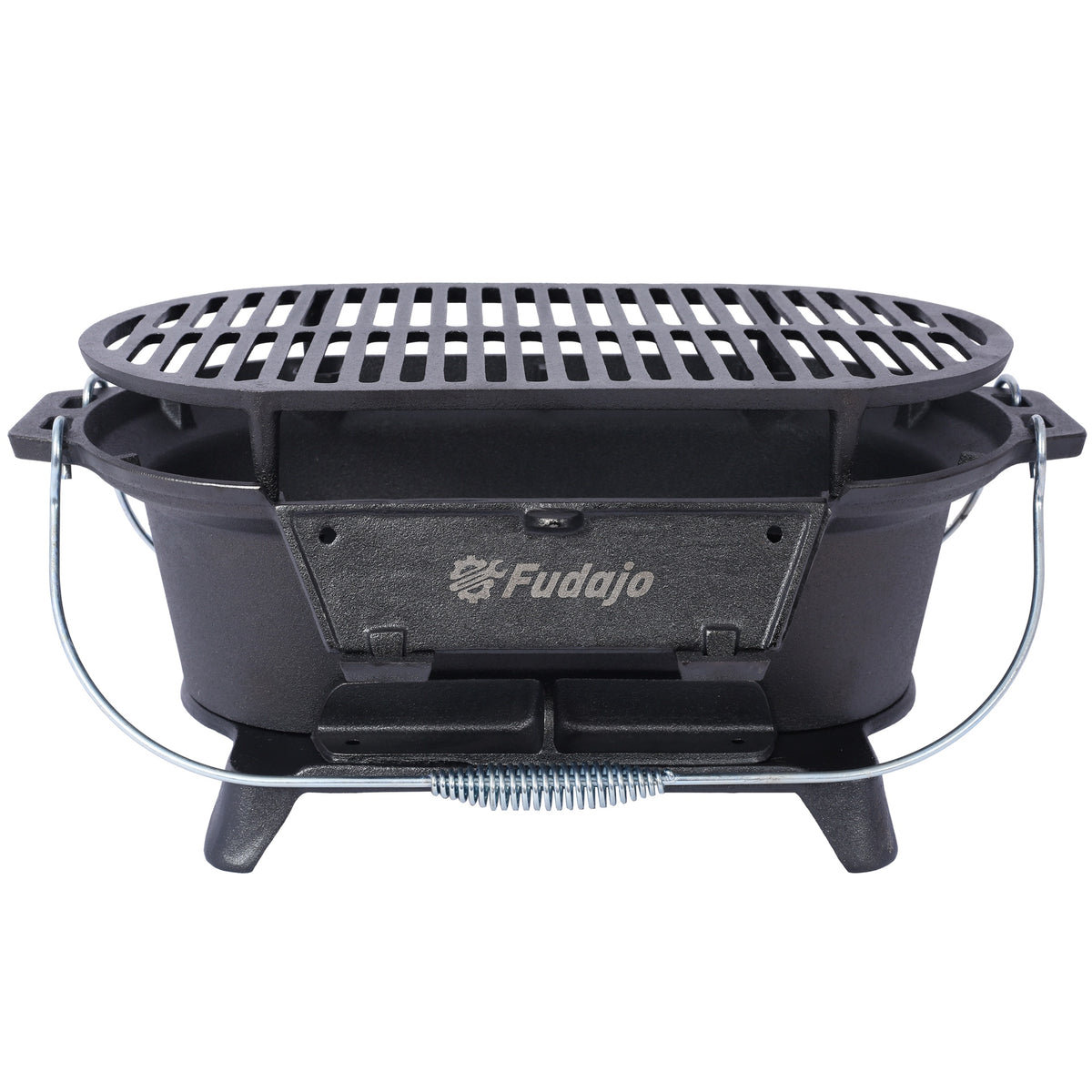 Oval Cast Iron Grill Outdoor, Portable Charcoal Grill and Tabletop Cast Iron Skillet - 100% Cast Iron, Durable, Small Charcoal Grill, Camping Stove, Hibachi Grill