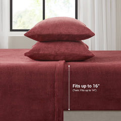 4 PCS Full Micro Plush Sheet Set Burgundy