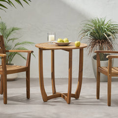 Outdoor Round Acacia Wood Accent Table,27.5" Teak