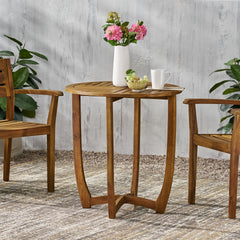 Outdoor Round Acacia Wood Accent Table,27.5" Teak