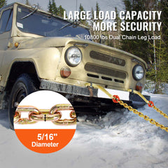 5/16" x 2' G80 Tow Chain J Hook V-Chain Bridle Grab Hook Wrecker 10800 lbs